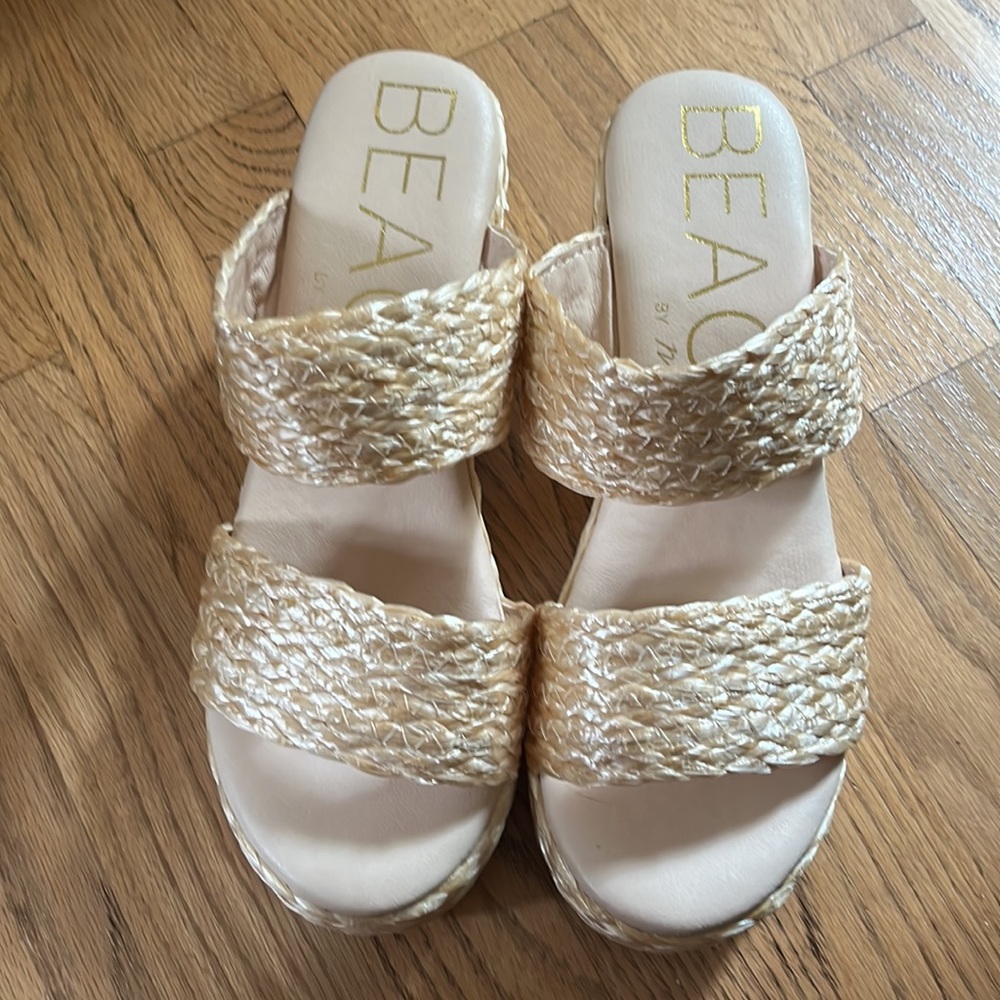 Straw Slide-On Sandals